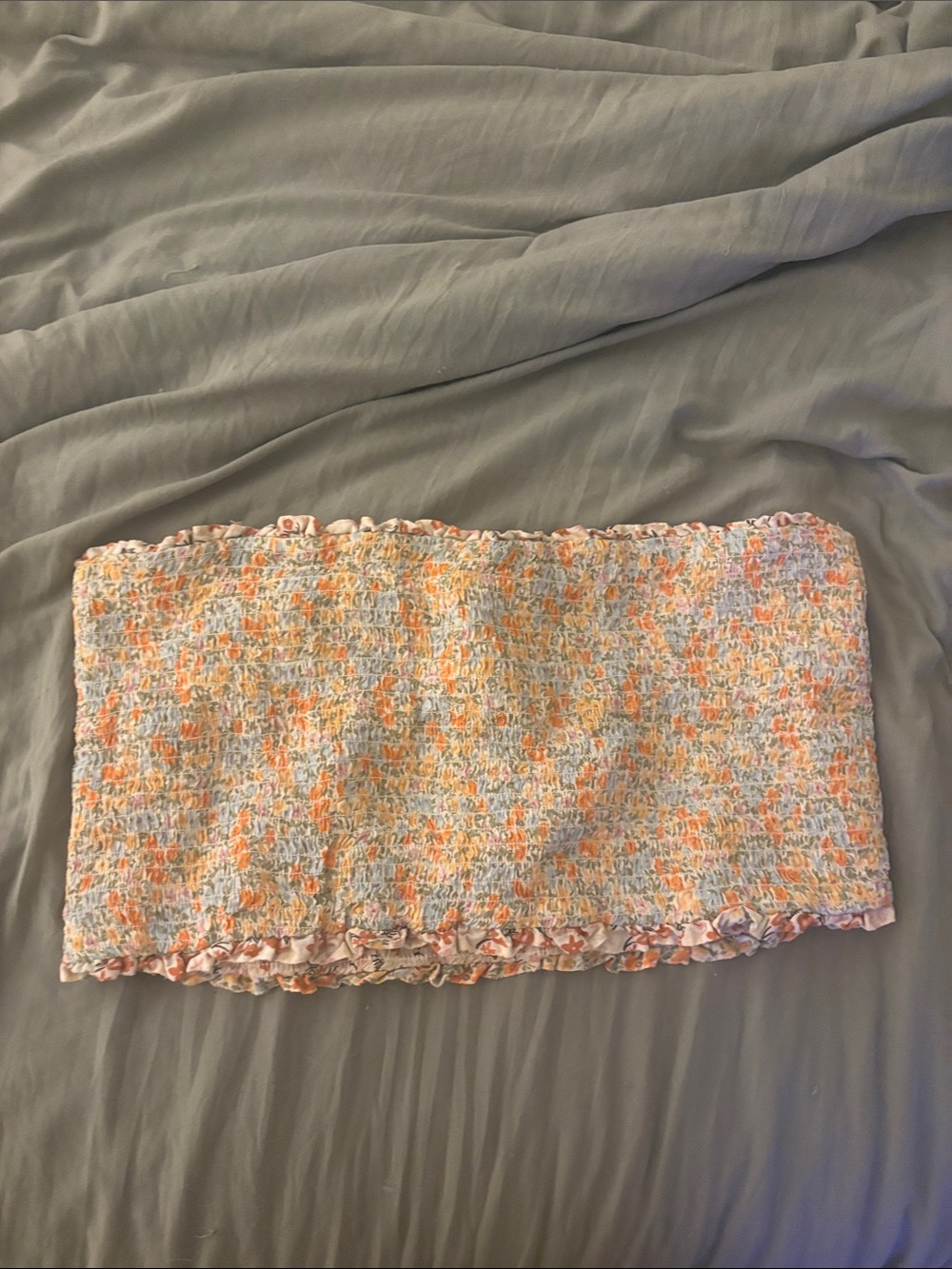 Reversibile Floral Tube Top - Pastel Pink & Orange